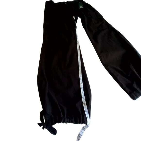 Wild Fable Black Cargo Pants M Elastic Waist Adjustable Hem 98% Cotton 2% Spande - Picture 4 of 14
